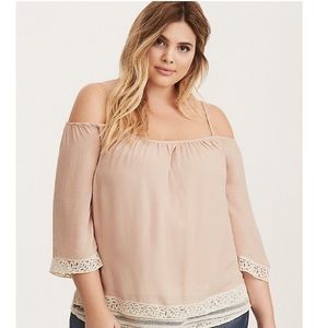 torrid lace trim cold shoulder top size 2x women